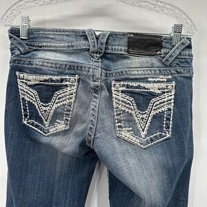 Vigoss Jeans Womens 4 Blue Embroidered Chelsea Capri Denim Western